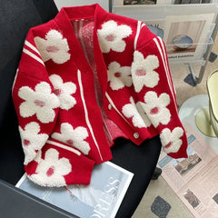 Red Spring Flowers Cardigan