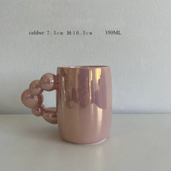 Ceramic Gourd Bead Handle Mug Stylish Cup for Home Bar and Parties