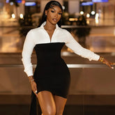 Your Invited Black And White Mini Dress