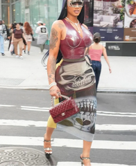 Skull Mesh Maxi Skirt