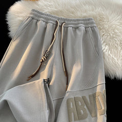 Leg Pants American Print Drawstring Pants Y2K Fashion Loose Street