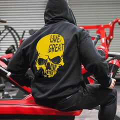 Punk Skull Print Hoodie Men's Streetwear