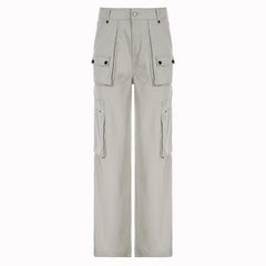Baggy Cargo Pants Zipper Pockets Denim