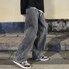 Men Jeans Casual High Street Straight Loose Wide Leg Jeans Baggy