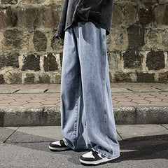 Men Jeans Casual High Street Straight Loose Wide Leg Jeans Baggy