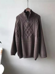 Stay Cozy in Style: Oversized Wool Sweater with Long Sleeve and Turtleneck
