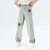 Men Baggy Washed Trousers Streetwear Hip Hop Loose Wide Leg