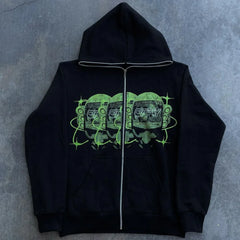Women Hoodies Printed Pattern Streetwear Oversized Punk Vintage Loose Casual