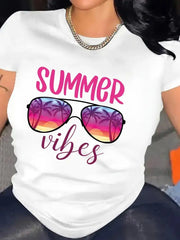 Summer Vibes Beach Vacation Glasses Graphic Women T-Shirt Streetwear
