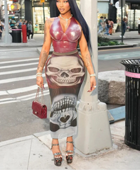Skull Mesh Maxi Skirt