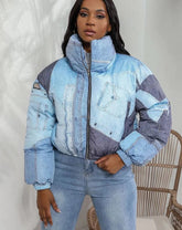 Double Down Denim Puffer Coat