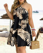 Captivating Tropical Halter Dress: Escape in Style