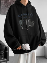 Cool Cartoon Cat Graphic Print Y2K Japan Style Casual Hoodies Men For Spring and Autumn