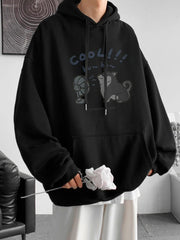 Cool Cartoon Cat Graphic Print Y2K Japan Style Casual Hoodies Men For Spring and Autumn
