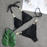 Seductive Lace-Up Halter Bikini Set