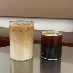 Rib Coffee Glass Water Cups Vertical Stripes Tea Mug for Drinking Milk Beer