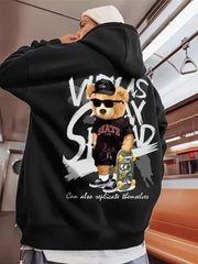 Streetwear Skate Bear Anime Print Hoodies Men