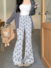 Japanese Y2K Cartoon Print Sweatpants - High Waist Flared Casual Trousers