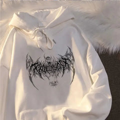 Skull Graphic Printed Long Sleeve Sweatshirt Gothic Top Black Punk Style Fashion