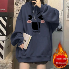 Autumn Women Thin Velvet Hoodie Oversized Korean BTS Style