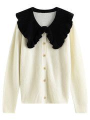 Sweater Female Stitching Knitted Cardigan Coat Women Autumn Winter
