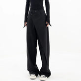 Casual High Waisted Wide Leg Pants Irregular Patchwork Suit Pants