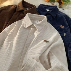 Long Sleeve Corduroy Sweatshirts Men Clothing Retro Spring and Autumn