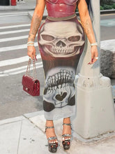 Skulls Print Skirt