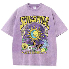 Sunshine Party Tee Humorous Sun Moon Butterfly Graphic