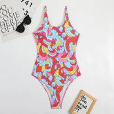 bikini printed tight backless swimsuit for women