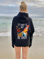 It's Okay to Not Be Okay Letter Printing Hoodie for Women
