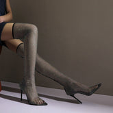 Onika Fishnet Thigh High Boots