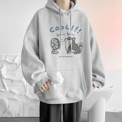 Cool Cartoon Cat Graphic Print Y2K Japan Style Casual Hoodies Men For Spring and Autumn
