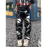 Skull Men High Street Loose Straight Leg Wide-leg Pants
