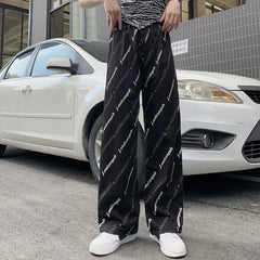 Autumn Winter Letter Fashion Straight Pants Streetwear