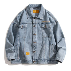 Men Vintage Denim Jacket Autumn Slim Fit Cowboy Coat Korean Streetwear