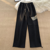 Leg Pants American Print Drawstring Pants Y2K Fashion Loose Street