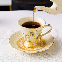 Coffee cups saucers French style gold painted retro palace