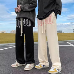 Men American Letter Print Joggers Hip Hop Drawstring Sweatpants
