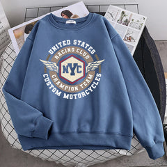 Racing Motor Hoodies Warm Crewneck Women Sweatshirt for Autumn