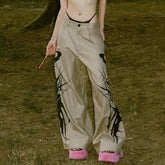 Broken Ink Printed Cargo Pants Women New High Street Retro Trend