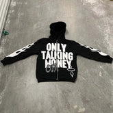 Autumn Winter Flame Letter Printing Casual Hoodie Zipper Thick Men