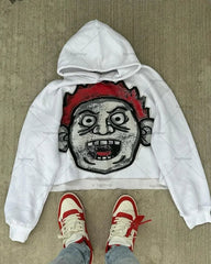 Street Cartoon Print Pullover Hoodie Women