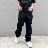 Black Baggy Jeans Men New Streetwear American Retro