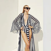 Bikini Beachwear Cover Up Swimswaer Black and White Striped
