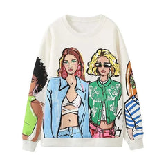 Hoodies Chic Pullovers Tops Beauty Girls Print Fashion 2024