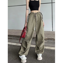 Retro Green Cargo Pants for Women - Y2K Streetwear