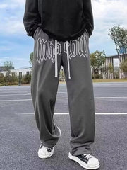 Men American Letter Print Joggers Hip Hop Drawstring Sweatpants