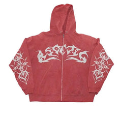 Street Retro Clothing Flame Print Oversized Sweatshirt Women Y2K Gothic Punk Harajuku Casual
