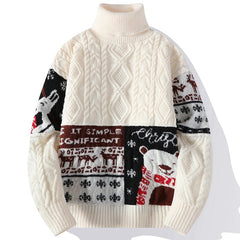 Sweater Men's Knit Turtleneck Pullover Long Sleeve Sweater Winter